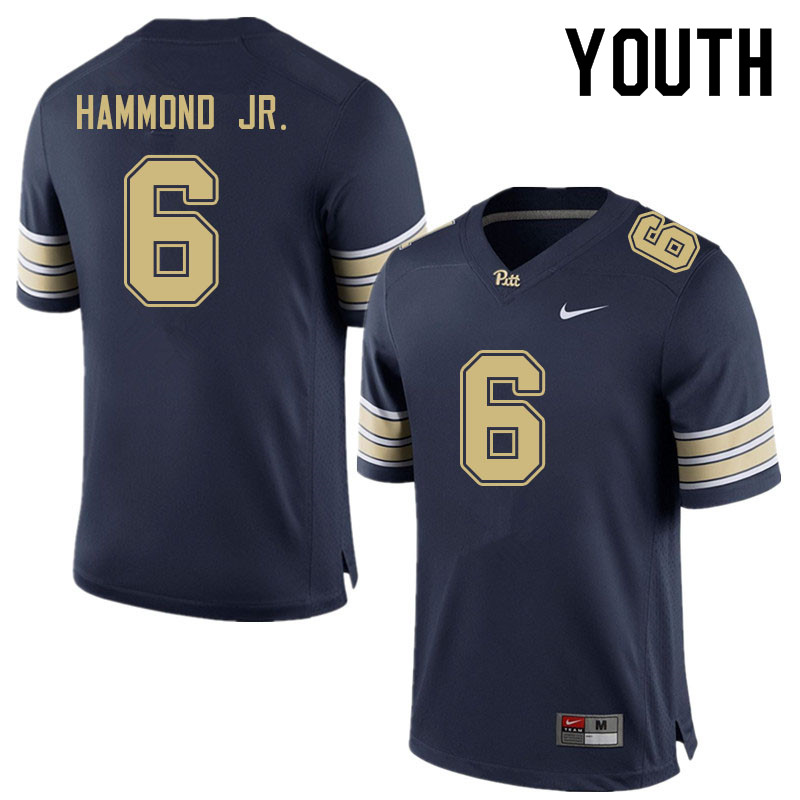 Youth #6 Rodney Hammond Jr. Pitt Panthers College Football Jerseys Sale-Navy